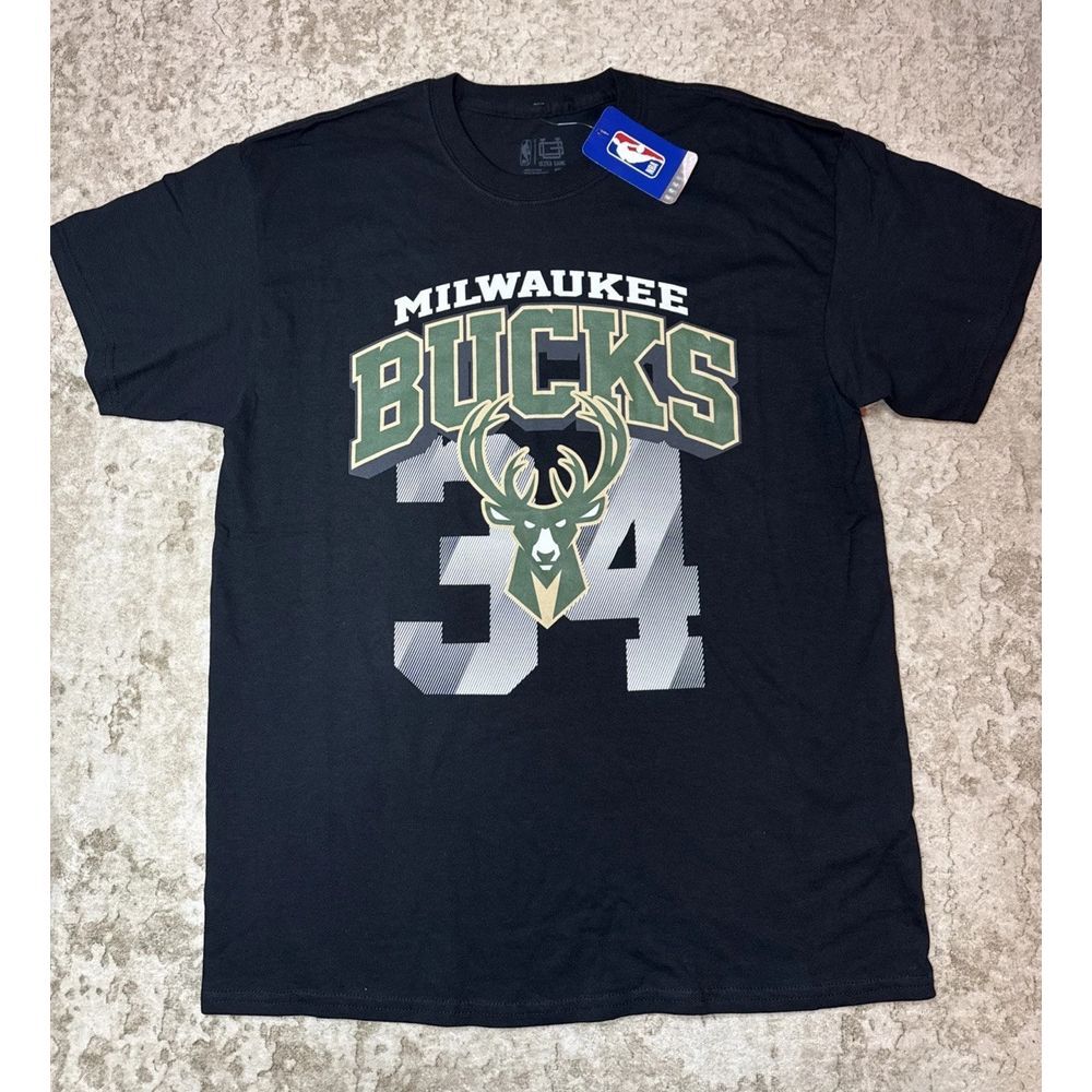 NBA Milwaukee Bucks Giannis Antetokounmpo, Mens Shirt, Large, Black, NWT